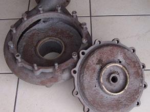 Eroded pump back plate and volute erosion Eroded pump back plate and volute erosion
