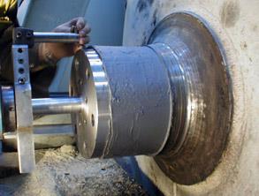 Belzona 1111 (Super Metal) applied and ready to be machined Belzona 1111 (Super Metal) applied and ready to be machined