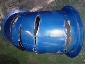 Holed pipe elbow suffering from abrasion Holed pipe elbow suffering from abrasion