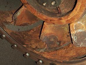 Condition of the pump diffuser after 1 year in service Condition of the pump diffuser after 1 year in service