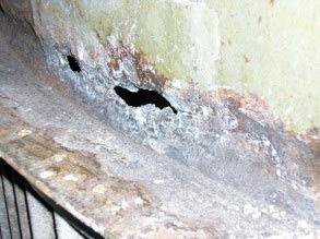 Severe corrosion resulting in through wall defects Severe corrosion resulting in through wall defects