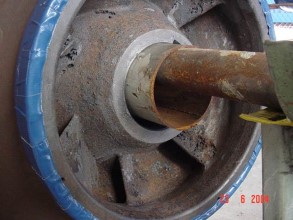 Corroded centrifugal pump impeller at a steel plant Corroded centrifugal pump impeller at a steel plant