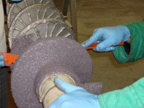 Belzona 1812 (Ceramic Carbide FP) application on both sides of helical outer surfaces Belzona 1812 (Ceramic Carbide FP) application on both sides of helical outer surfaces