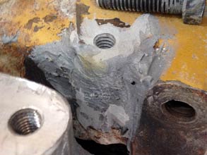 Bolt housing restored with Belzona 1111 Bolt housing restored with Belzona 1111