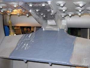 The leading faces of the fan blades are protected with Belzona 1391 The leading faces of the fan blades are protected with Belzona 1391