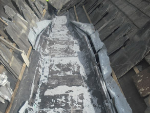 Leaks at joints in lead sheets in valley gutter Leaks at joints in lead sheets in valley gutter