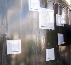 Completed repair of corroded tank using cold plate bonding technique Completed repair of corroded tank using cold plate bonding technique